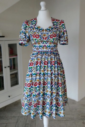 Sukienka LILIANA r.42 bawełniana w folkowy wzór.