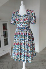 Sukienka LILIANA r.42 bawełniana w folkowy wzór.