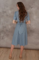 Sukienka ESTERA  niebieska w biały prążek, bawełniana.