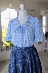 Koszula HANIA  bawełniana w błękitno-białą kratę.