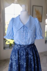 Koszula HANIA  bawełniana w błękitno-białą kratę.