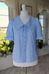 Koszula HANIA  bawełniana w błękitno-białą kratę.