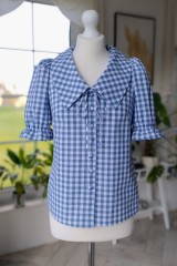 Koszula HANIA  bawełniana w niebiesko-białą kratę.