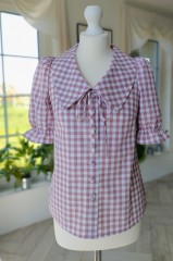 Koszula HANIA  bawełniana w różowo-białą kratę.