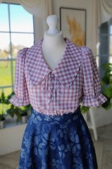 Koszula HANIA  bawełniana w różowo-białą kratę.