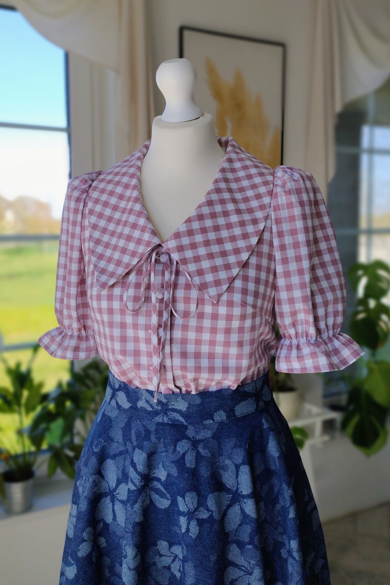 Koszula HANIA  bawełniana w różowo-białą kratę.