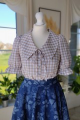 Koszula HANIA  bawełniana w beżowo-białą kratę.