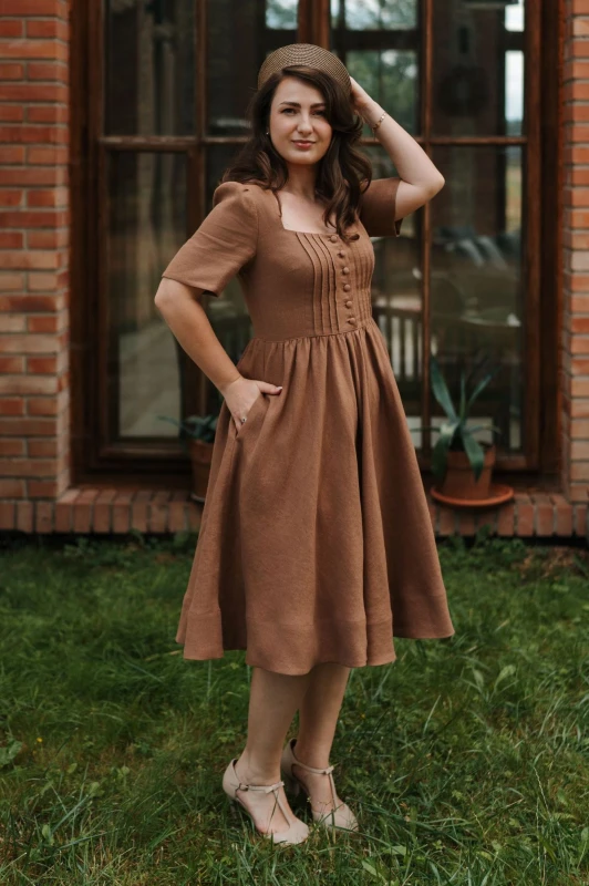 sukienka Marianna orzechowy brąz przód.jpg