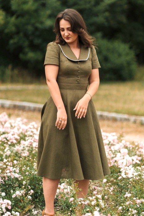 sukienka Klara khaki przód.jpg