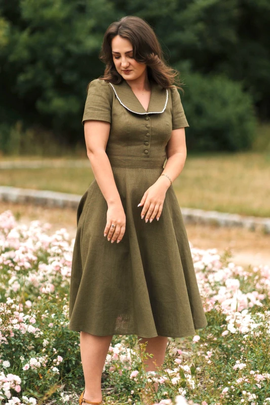 sukienka Klara khaki przód.jpg
